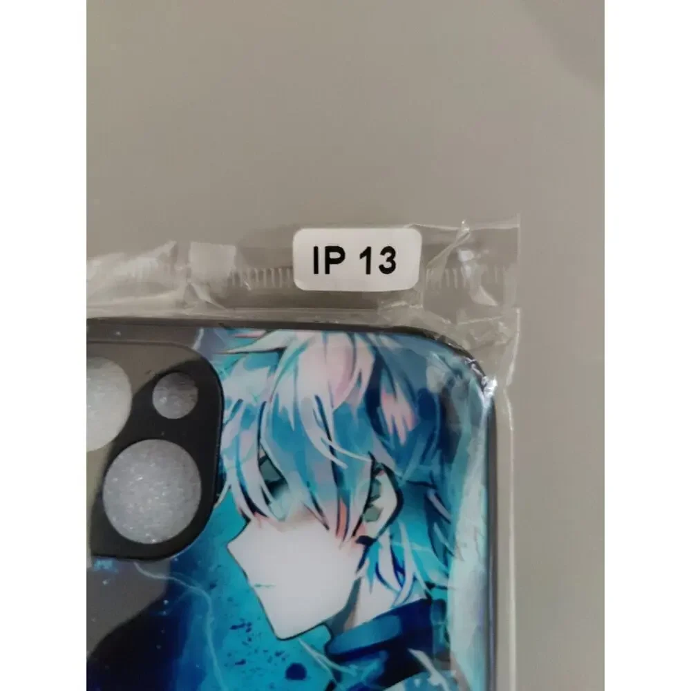 Anime Printed iPhone 13 Cases Black Outside Blue Print Hard Rubber Case